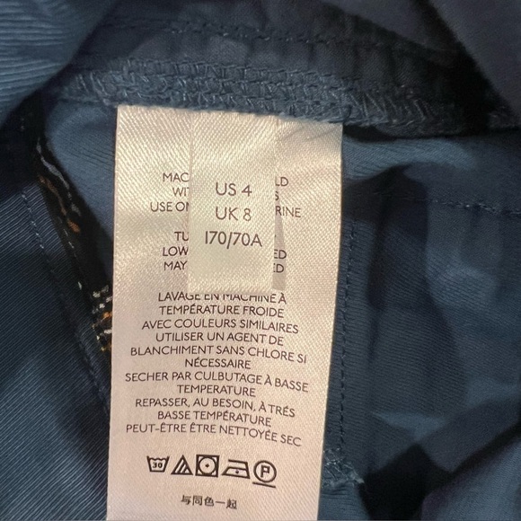 ANTHROPOLOGIE Ellie Belted Utility Pants Embroidered Blue Size 4 - Picture 16 of 16